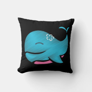 Girly Whale Throw Pillow