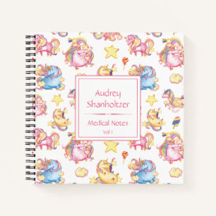 Girly Whimsical Unicorns Monogrammed Scheduler   Notebook