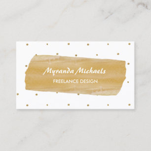 Girly White and Gold Polka Dots Washi Tape Design Business Card