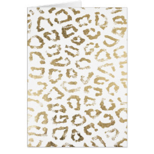 Girly white faux gold leopard animal print
