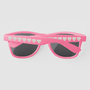 Girly White Hearts Sunglasses