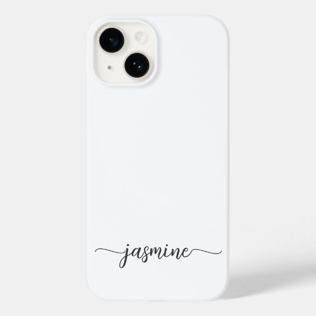 Girly White Monogram Name Signature Script Case-Mate iPhone Case (Back)