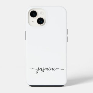 Girly White Monogram Name Signature Script iPhone 14 Case