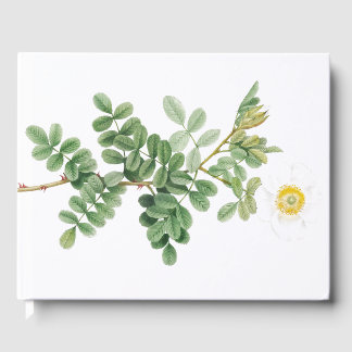 Girly white Rose Botanic Garden Flower Guest Book