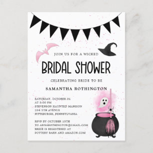 Girly Wicked Halloween Bridal Shower Invitation Postcard