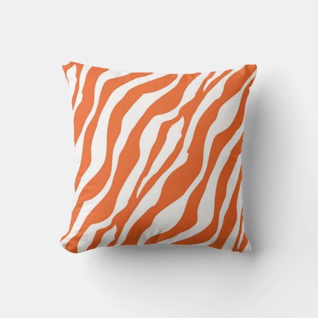 Girly Wild Orange Zebra Print Cushion (Front)