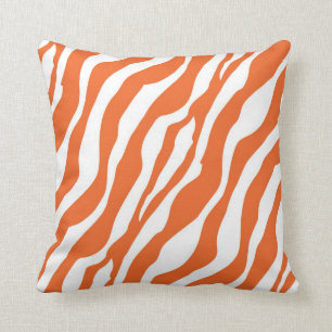 Girly Wild Orange Zebra Print Cushion