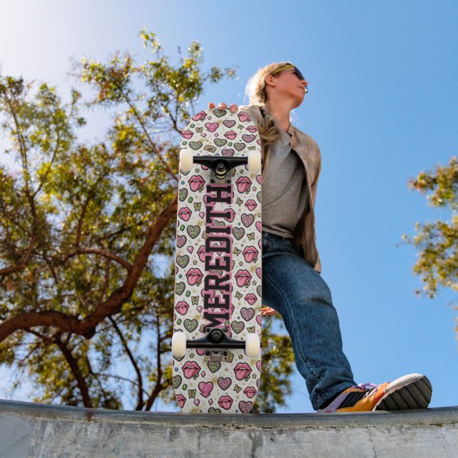 Girly Y2K Leopard Print Custom Skateboard D (Outdoor 1)
