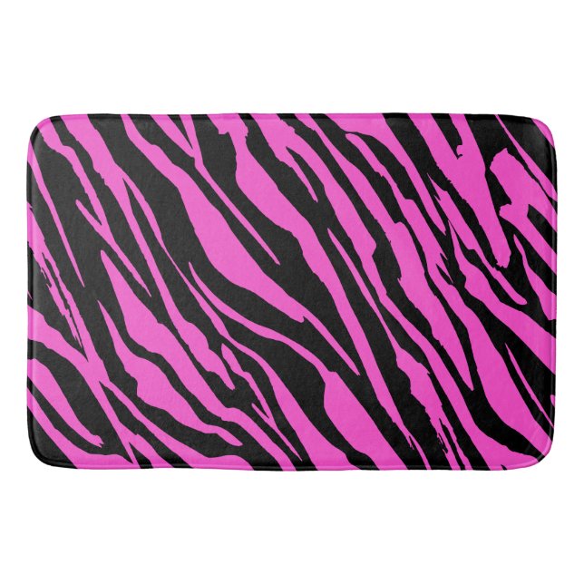 Girly Zebra Stripes Pattern Bath Mat (Front)