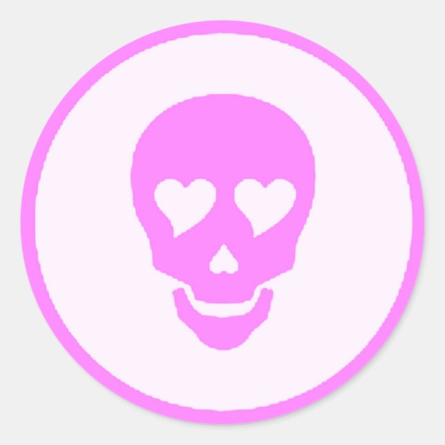 girlyheartskull classic round sticker (Front)