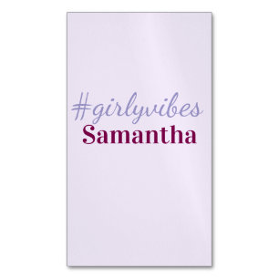 Girlyvibes hashtag light purple pink female vibes 	Magnetic business card
