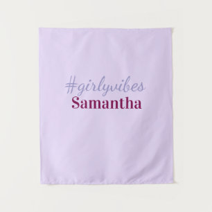 Girlyvibes hashtag light purple pink female vibes tapestry