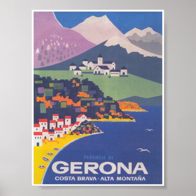 Girona Spain Vintage Travel Poster (Front)