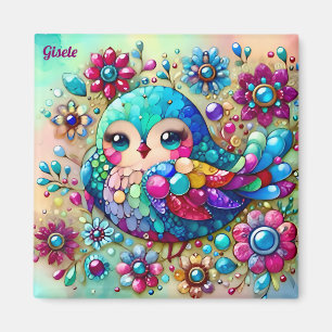 GISELE ~ Cute Bright Metallic Bird ~ Magnet