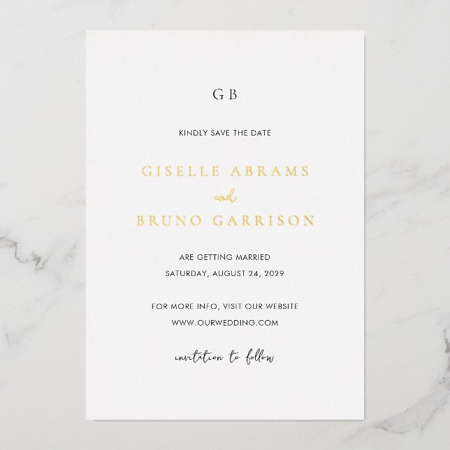 Giselle Monogram Elegant Wedding Save the Date (Front)