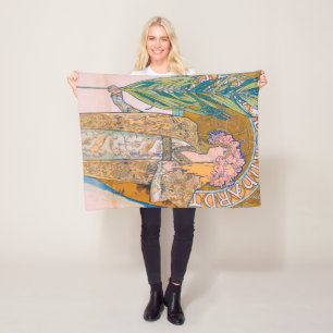 Gismonda, Sarah Bernhardt, Mucha Fleece Blanket
