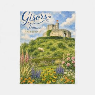 Gisors France Chateau Normandy watercolor Fleece Blanket