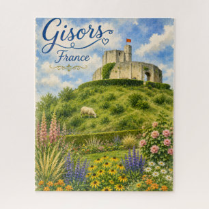 Gisors France Chateau Normandy watercolor Jigsaw Puzzle