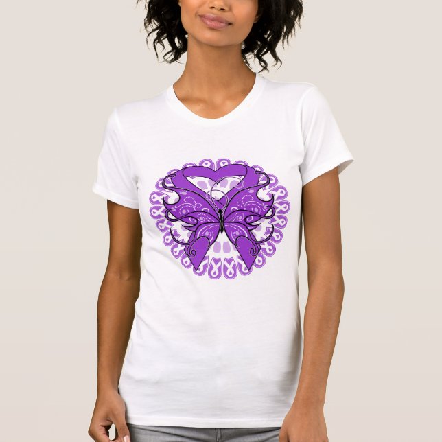 GIST Cancer Butterfly Circle of Ribbons T-Shirt (Front)