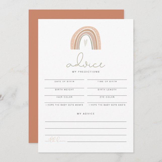 GITA Pastel Rainbow Baby Shower Predictions Invitation (Front/Back)