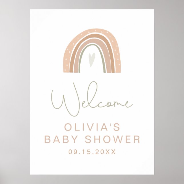 GITA Pastel Rainbow Baby Shower Welcome Sign (Front)