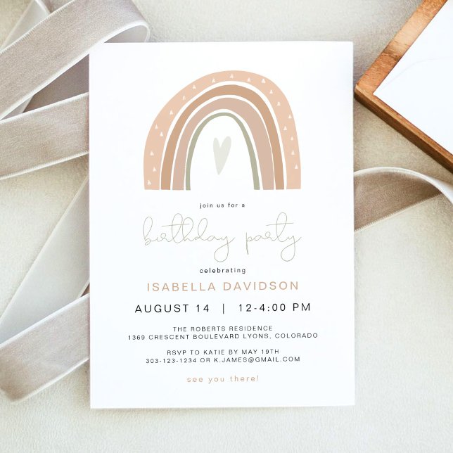 GITA Pastel Rainbow Birthday Party  Invitation (Creator Uploaded)