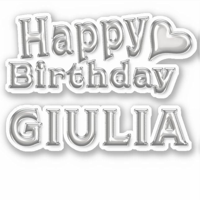 Giulia Happy Birthday silver sticker (Front)