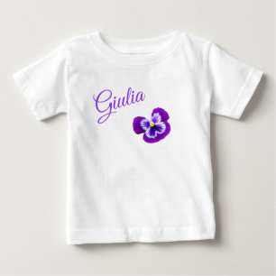 Giulia, Name Logo With A Pretty Purple Pansy, Baby T-Shirt