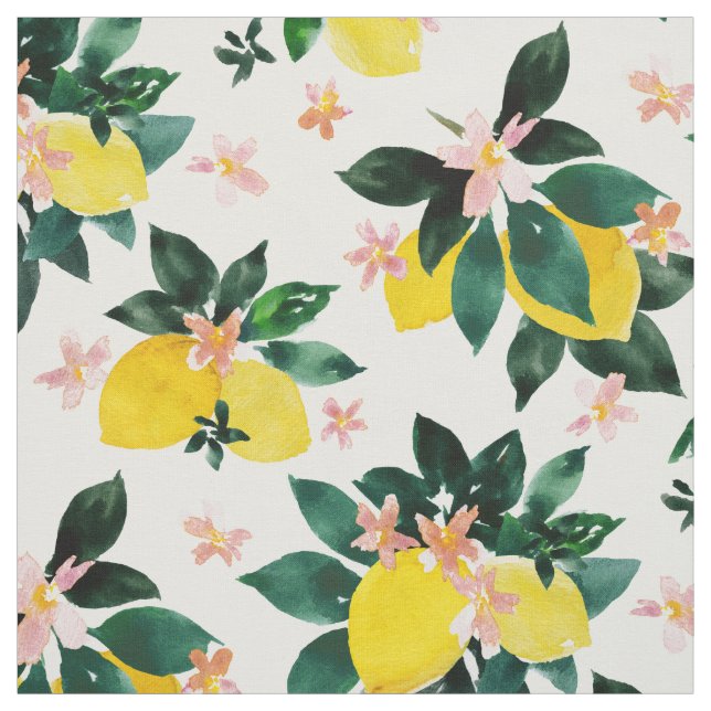 GIULIETTA'S JUICE Citrus Watercolor Lemon Print Fabric (Swatch)