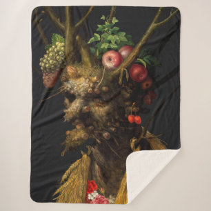 Giuseppe Arcimboldo - Four Seasons in One Head Sherpa Blanket
