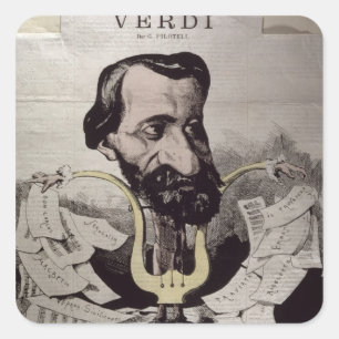 Giuseppe Verdi , caricature, 1860's Square Sticker
