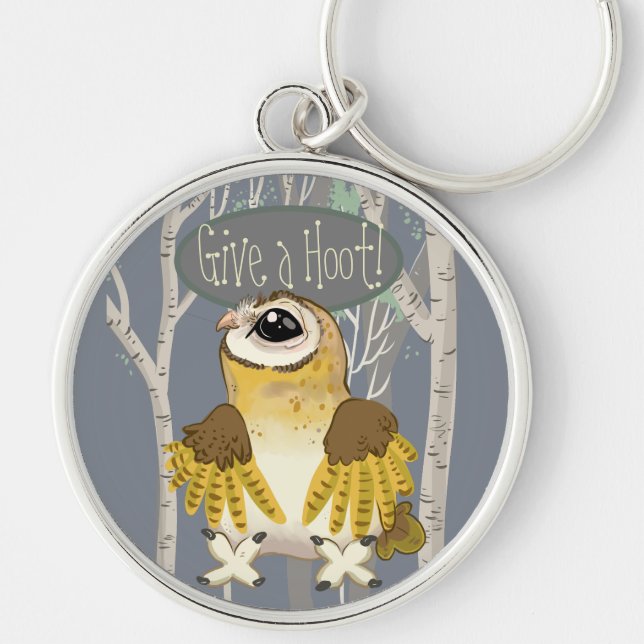 Give a Hoot! Barn Owl Key Ring (Front)