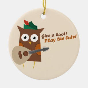 Give a Hoot Cute Owl Ceramic Ornament