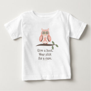 Give A Hoot Pink Ribbon Owl Baby T shirt