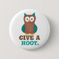 Give a HOOT Wish Brown Blue Cartoon Owl Bird Eyes