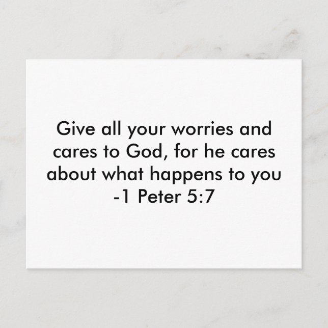 Give all your worries and cares to God, for he ... Postcard (Front)