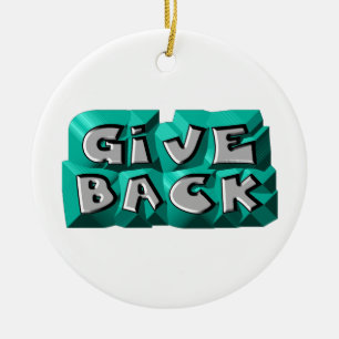Give Back Quote Wisdom Teal Grey Chiseled Letter Ceramic Tree Decoration