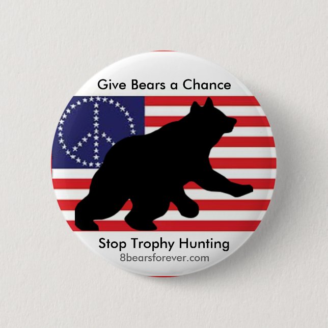Give bears a chance! 6 cm round badge (Front)