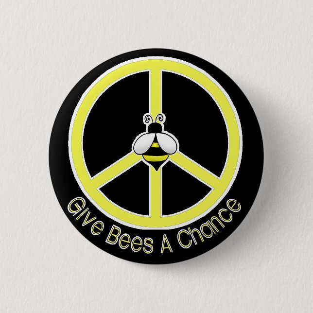 give bees a chance 6 cm round badge (Front)