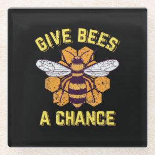 Give Bees A Chance Glass Coaster