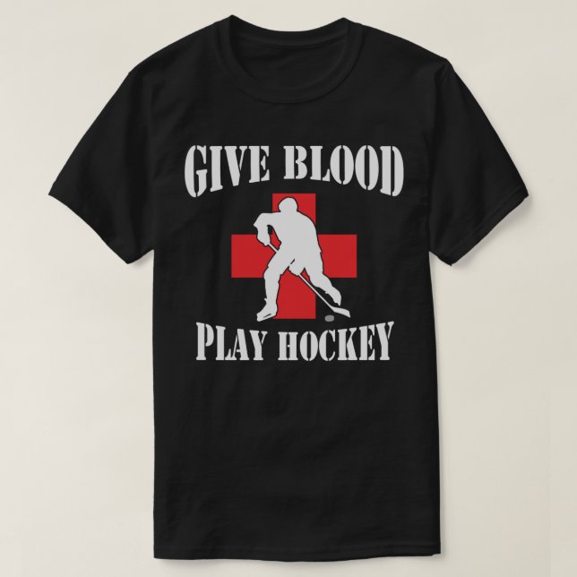 Give Blood Play Hockey Essential T-Shirt  (Design Front)