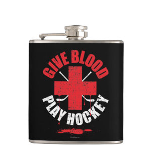 Give Blood Play Hockey Hip Flask