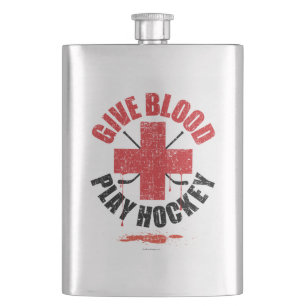 Give Blood Play Hockey Hip Flask