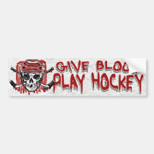 Give Blood Play Hockey Red Bumper Sticker