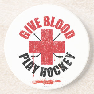Give Blood Play Hockey v1 Coaster