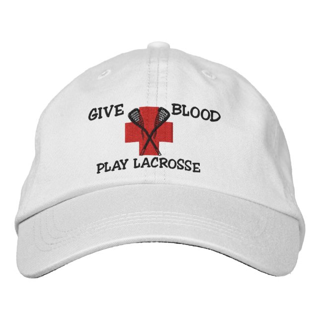 Give Blood Play Lacrosse Embroidered Cap (Front)