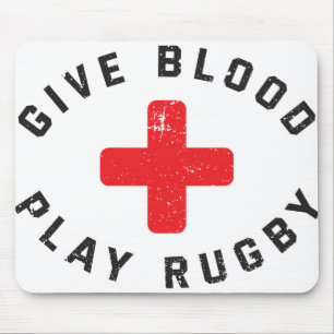 Give Blood Play Rugby Funny Rugby Player Mouse Pad