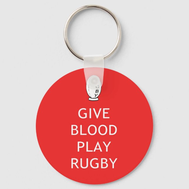Give Blood Play Rugby Key Ring (Front)