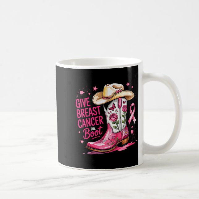 Give Breast Cancer The Boot Breast Cancer Nk Ribbo Coffee Mug (Right)