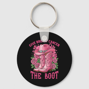 Give Breast Cancer The Boot Cancer Awareness Ribbo Key Ring